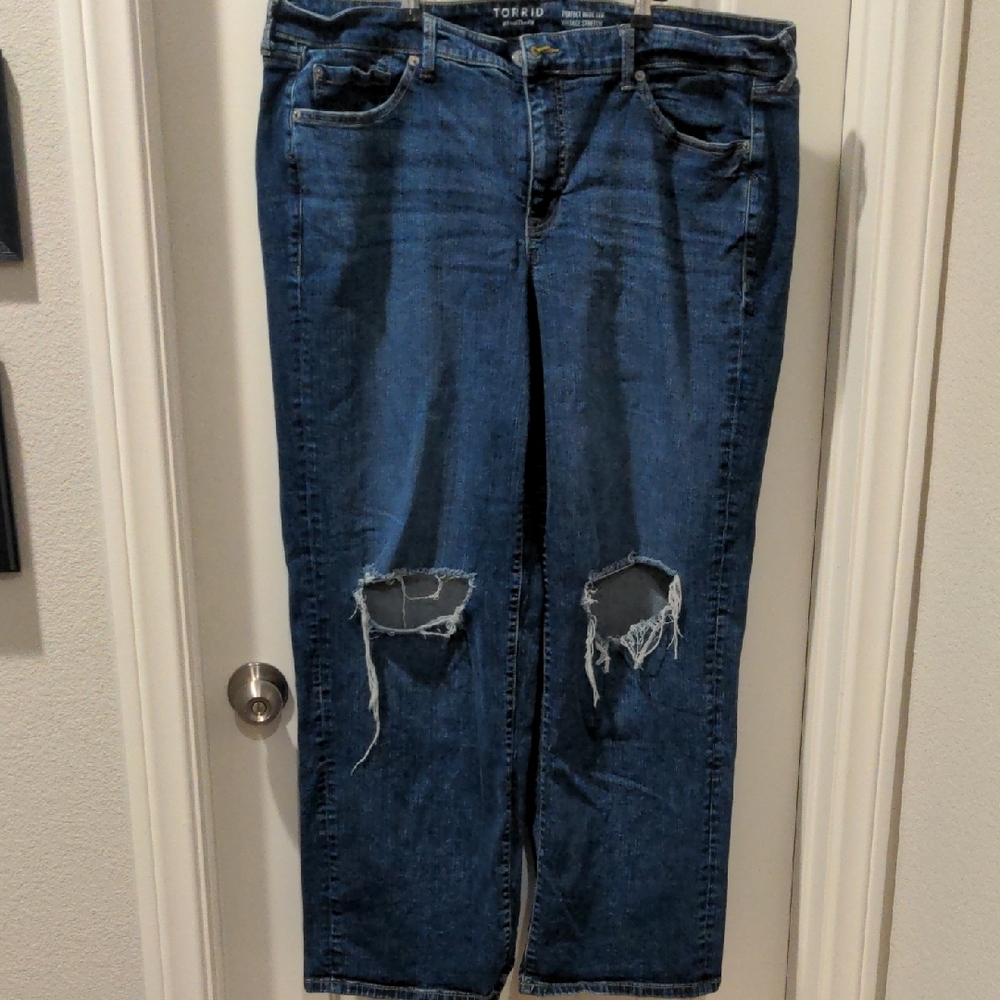Torrid Perfect Wide Leg Distressed Jeans